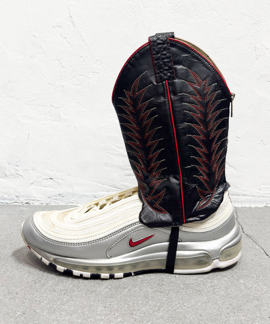 VINTAGE - WESTERN BOOTS REMAKE LEG COVER BLACK RED