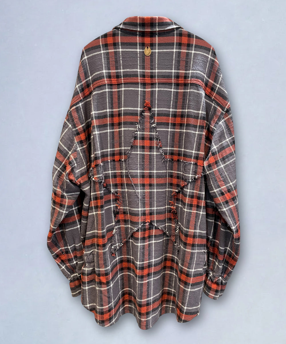 NAM - BELLOWS HEAVY FLANNEL SHIRTS - STAR / GRAY ONLINE STORE PAGE | ナム - ベローズ ヘビー フランネル シャツ - スター / グレー オンライン ストア ページ 商品画像