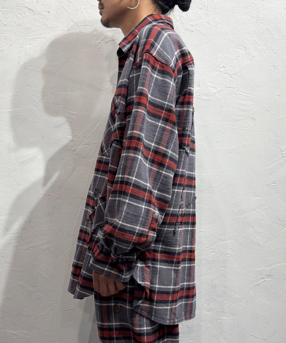 NAM - BELLOWS HEAVY FLANNEL SHIRTS - STAR / GRAY ONLINE STORE PAGE | ナム - ベローズ ヘビー フランネル シャツ - スター / グレー オンライン ストア ページ 商品画像