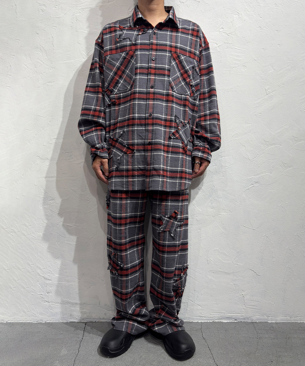 NAM - BELLOWS HEAVY FLANNEL PANTS - STAR / GRAY ONLINE STORE PAGE | ナム - ベローズ ヘビー フランネル パンツ - スター / グレー オンライン ストア ページ 商品画像
