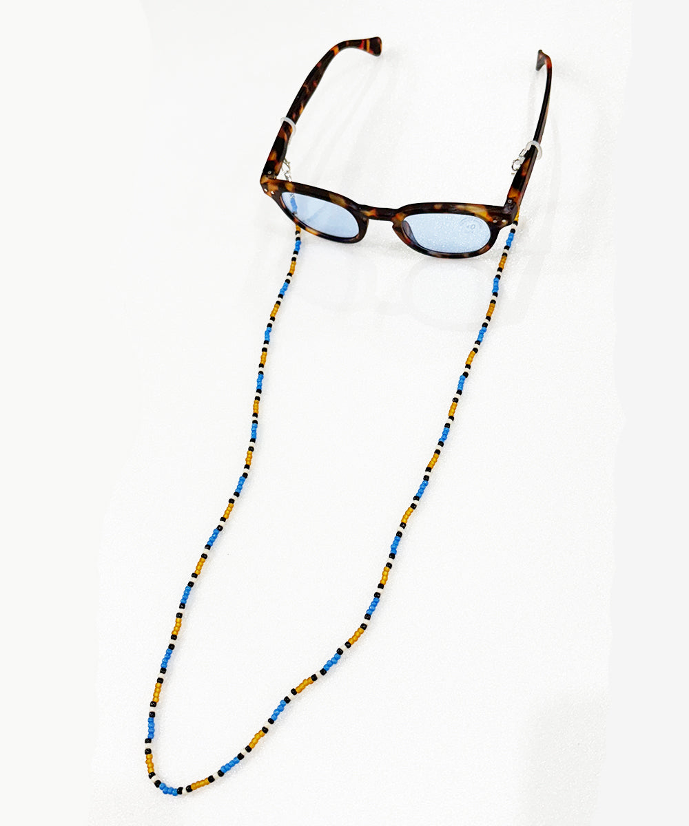 Adder beads necklace & sunglass cord - BEIGE×SAX