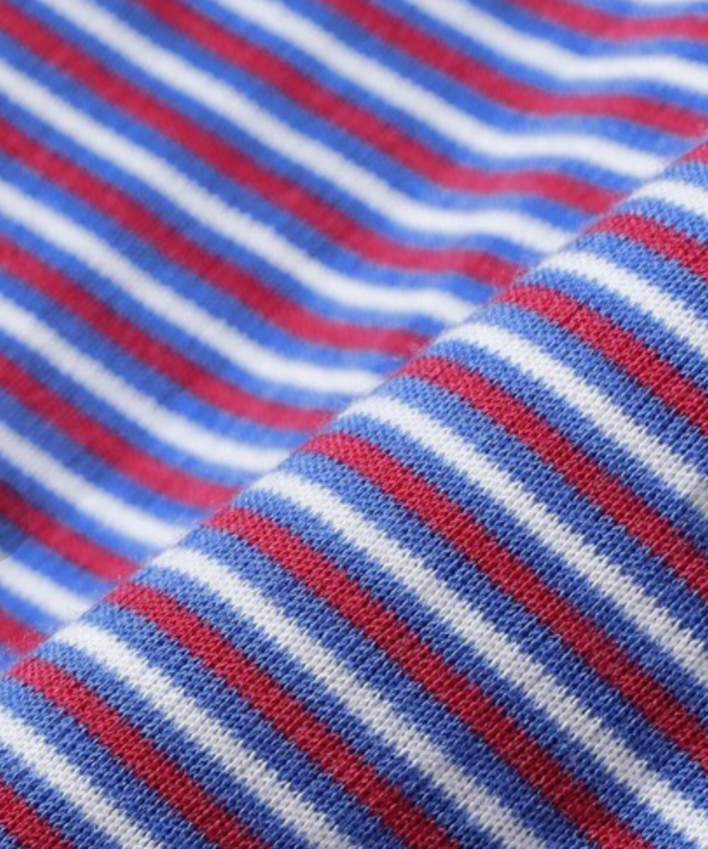 WILDERNESS WEAR - POLYPRO +190 L/S CREW STRIPE / PINK/WHITE/P.BLUE