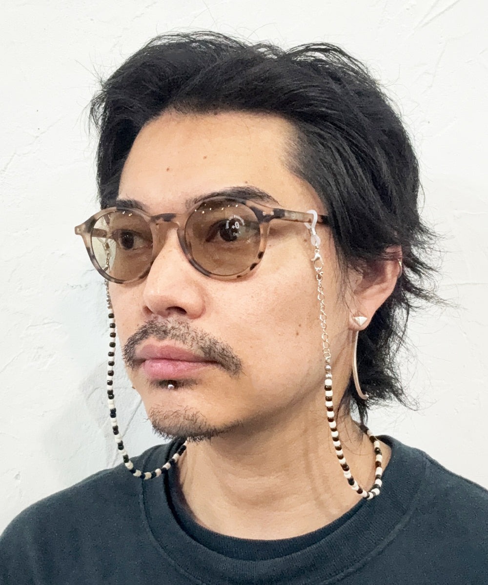 Adder beads necklace & sunglass cord - BLACK×OFF WHITE