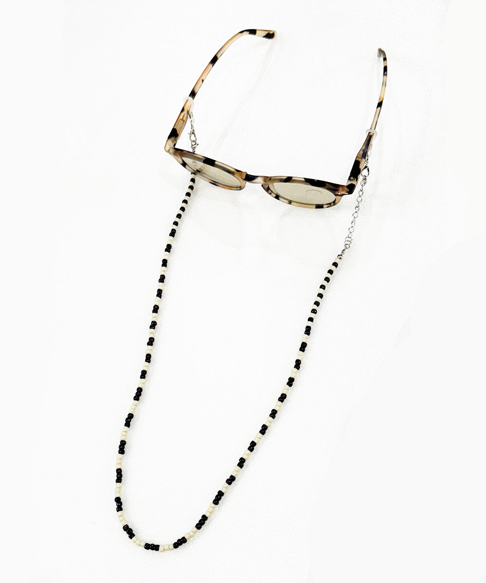 Adder beads necklace & sunglass cord - BLACK×OFF WHITE