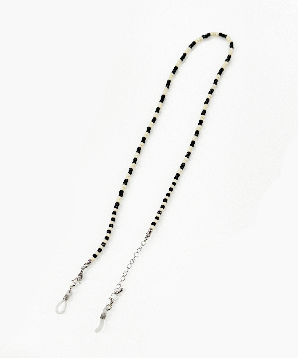 Adder beads necklace & sunglass cord - BLACK×OFF WHITE