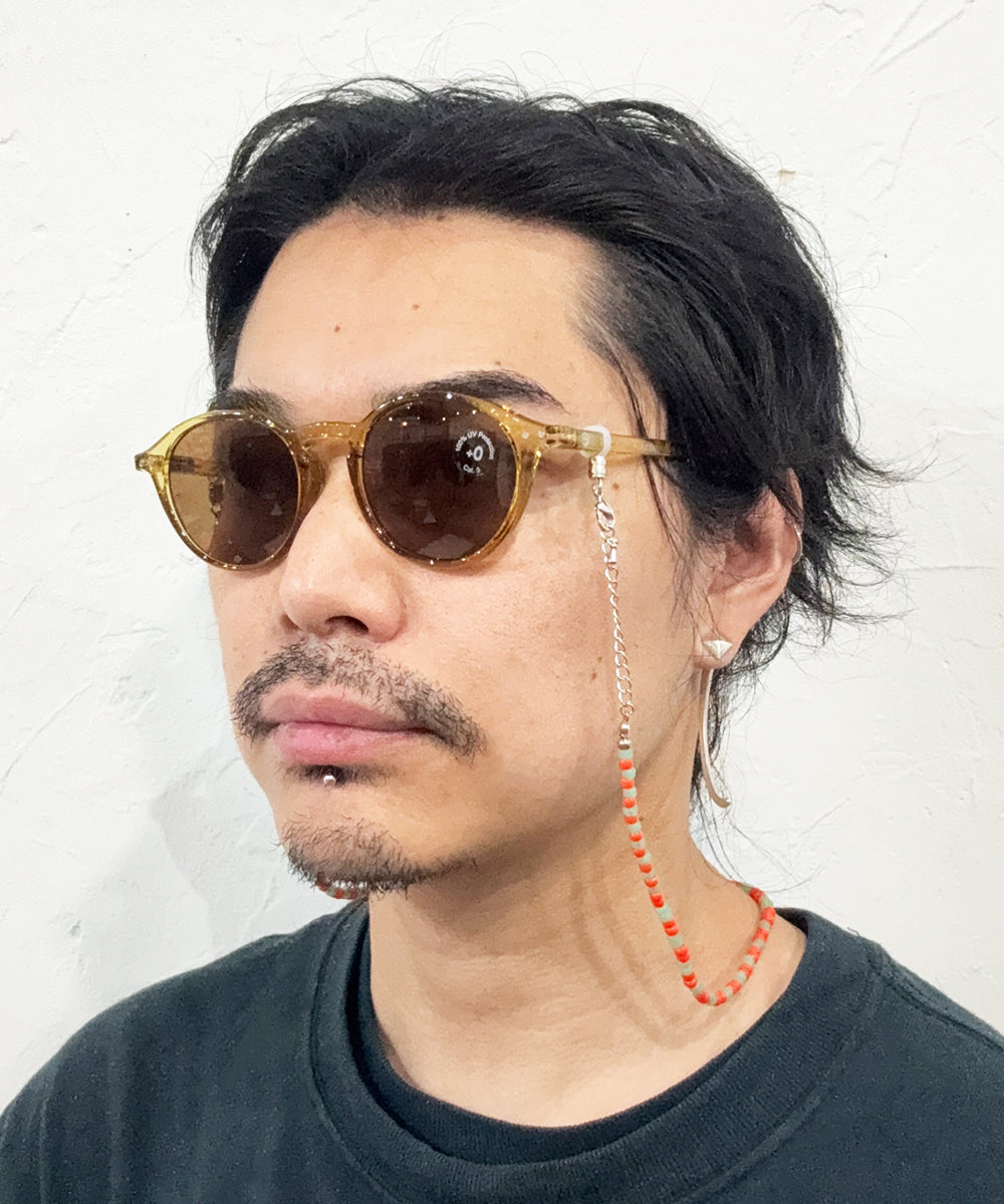 Adder beads necklace & sunglass cord - MOSS GREEN×RED ORANGE