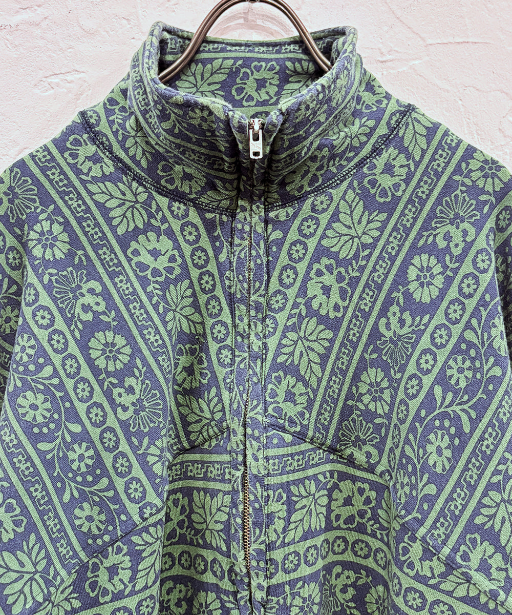 CURRENTAGE - PRINTED HARF ZIP SWEATSHIRT GREEN