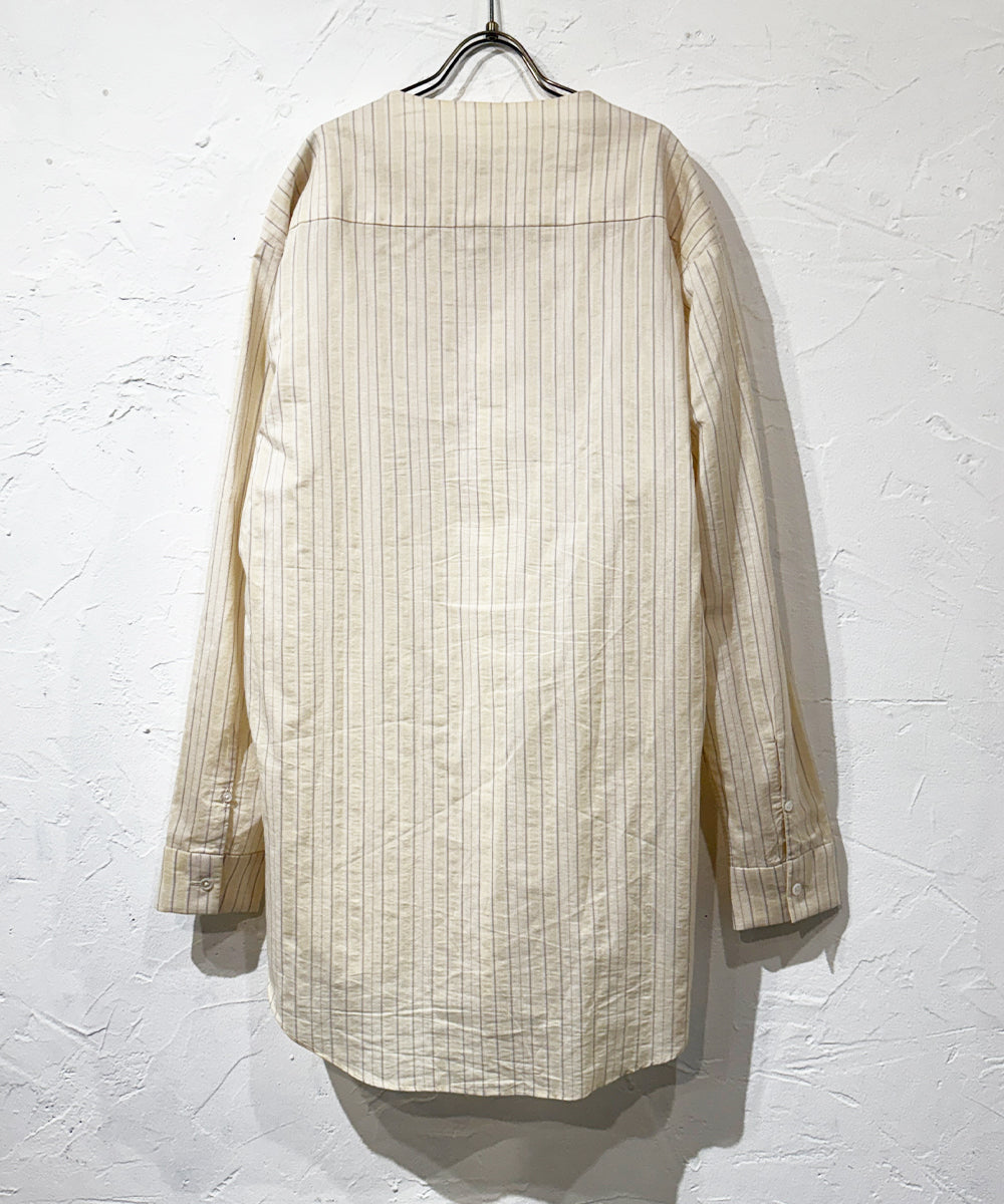 theSakaki - NO COLLAR L/S STRIPE SHIRT ONLINE STORE PAGE | ザ サカキ - ノー カラー ロングスリーブ ストライプ シャツ オンライン ストア ページ 商品画像
