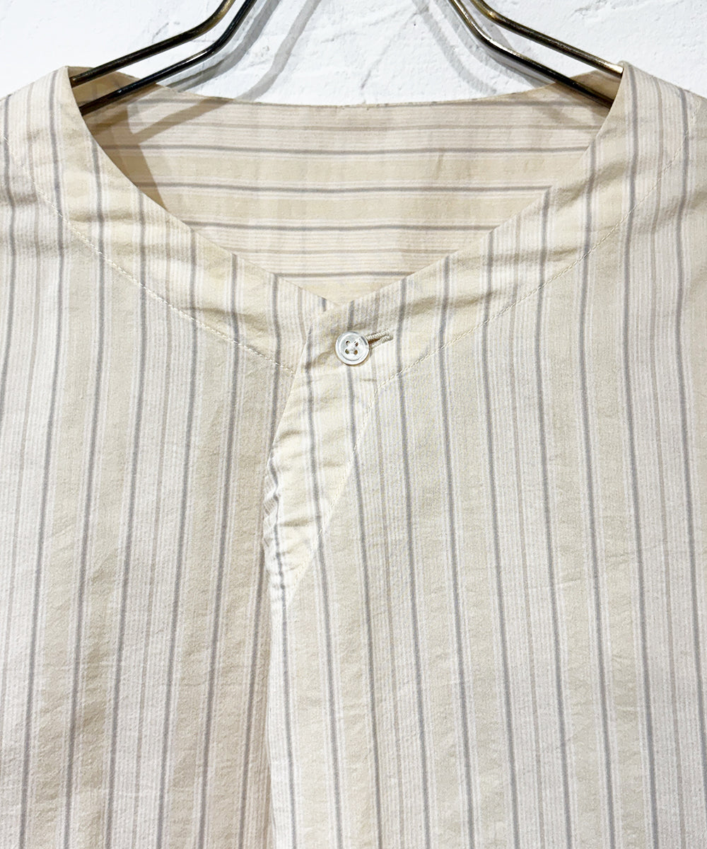 theSakaki - NO COLLAR L/S STRIPE SHIRT ONLINE STORE PAGE | ザ サカキ - ノー カラー ロングスリーブ ストライプ シャツ オンライン ストア ページ 商品画像