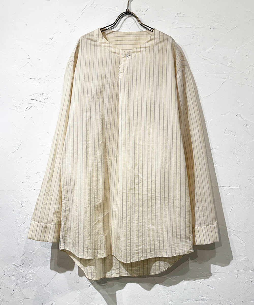 theSakaki - NO COLLAR L/S STRIPE SHIRT ONLINE STORE PAGE | ザ サカキ - ノー カラー ロングスリーブ ストライプ シャツ オンライン ストア ページ 商品画像