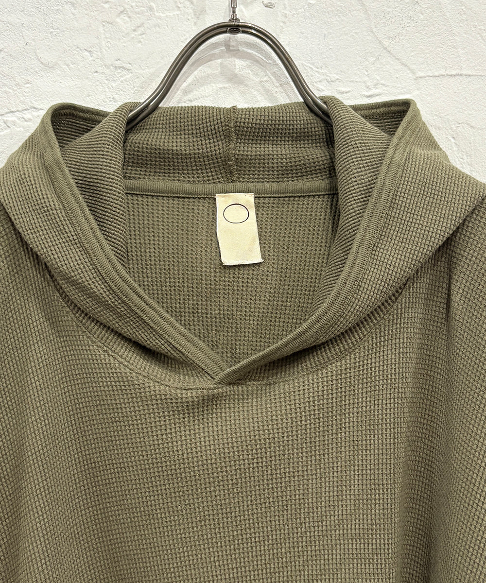 O PROJECT - WIDE FIT HOODED WAFFLE / ARMY GREEN ONLINE STORE PAGE | オー プロジェクト - ワイドフィット フーデッド ワッフル / アーミー グリーン オンライン ストア ページ 商品画像