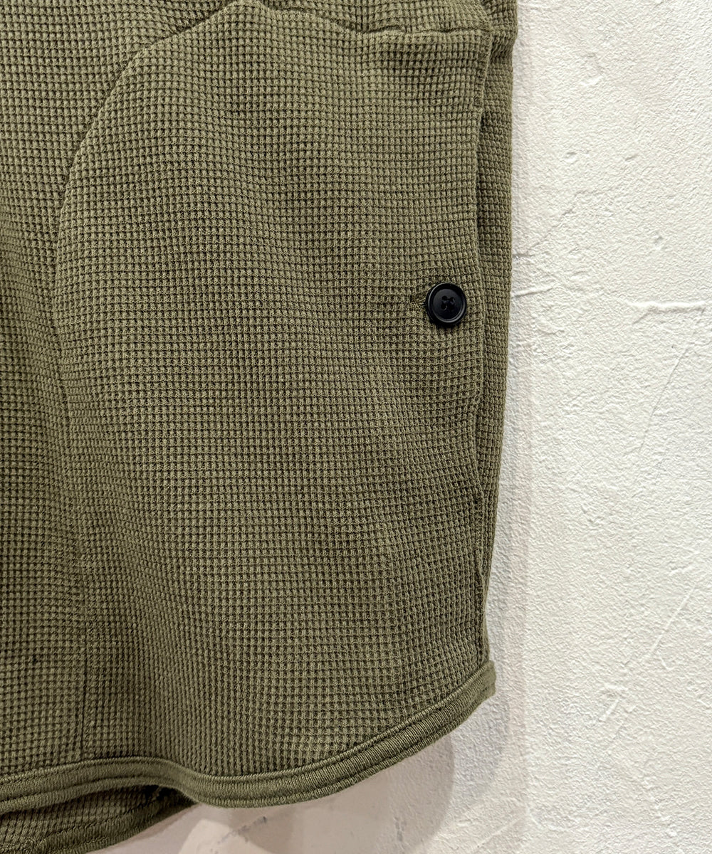 O PROJECT - WIDE FIT HOODED WAFFLE / ARMY GREEN ONLINE STORE PAGE | オー プロジェクト - ワイドフィット フーデッド ワッフル / アーミー グリーン オンライン ストア ページ 商品画像