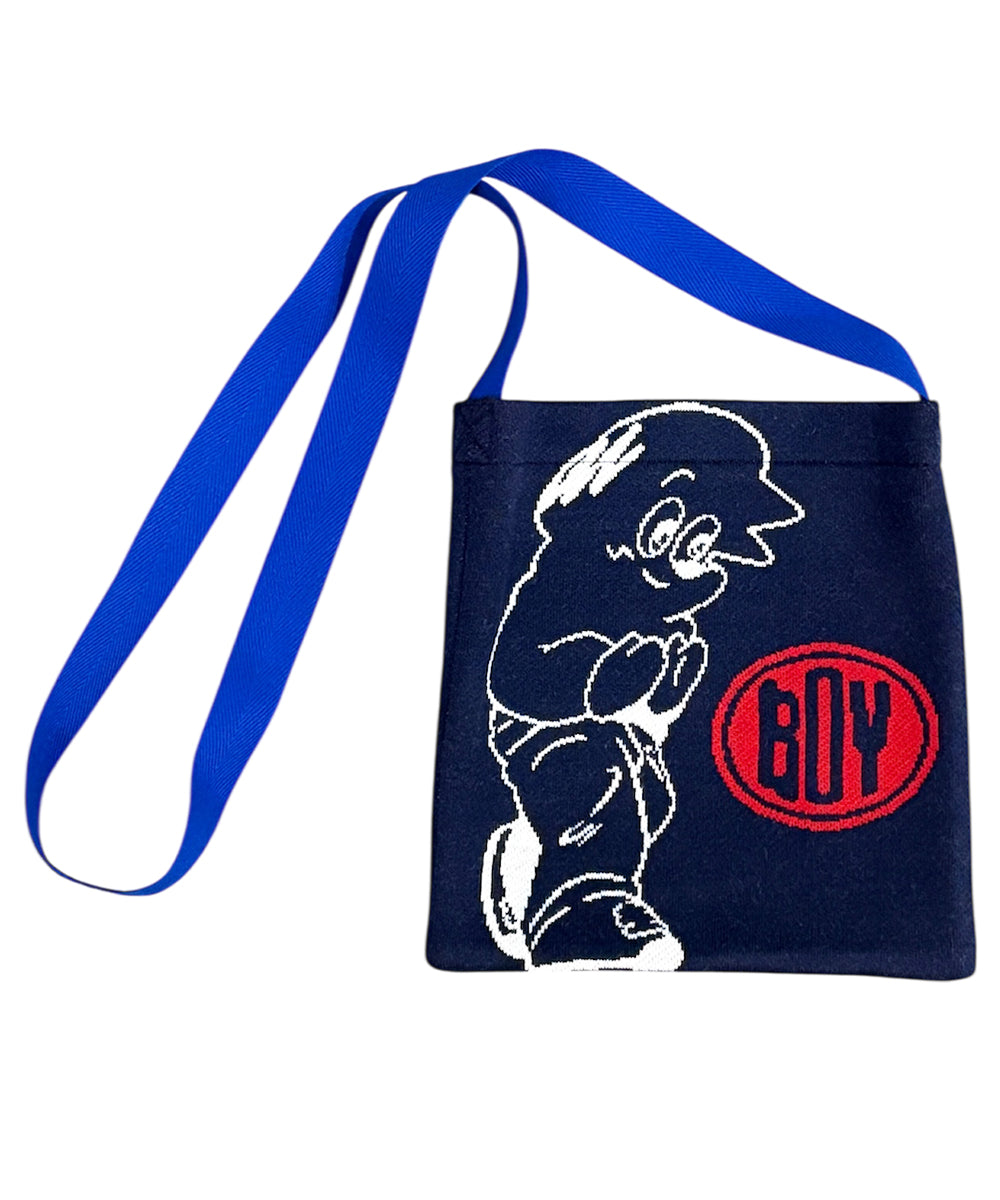 BOY - KNIT SHOULDER BAG / NAVY ONLINE STORE PAGE | ボーイ - ニット ショルダー バッグ / ネイビー オンライン ストア ページ 商品画像