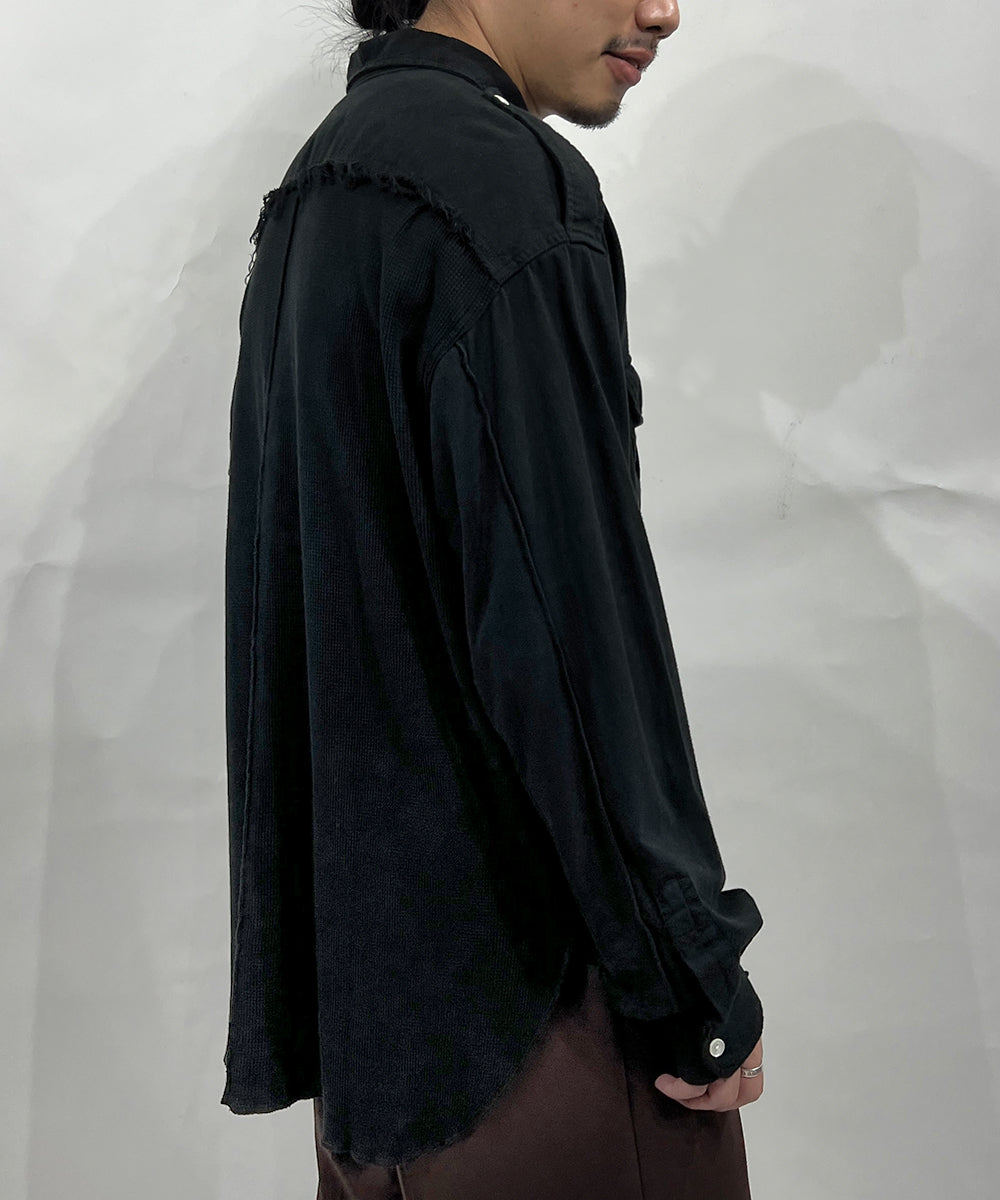 CURRENTAGE - Patchwork Flap Shirt BLACK
