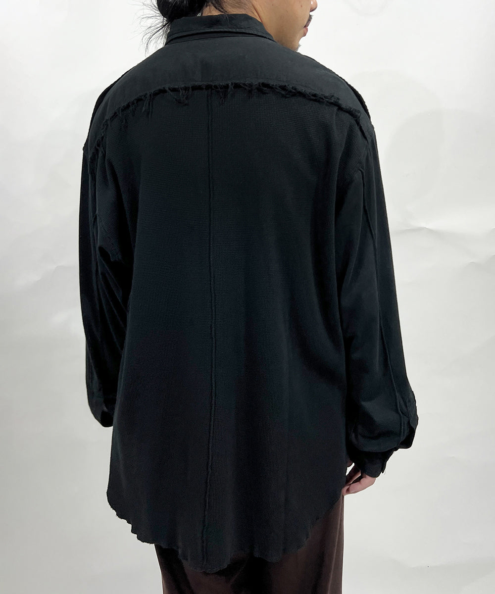 CURRENTAGE - Patchwork Flap Shirt BLACK