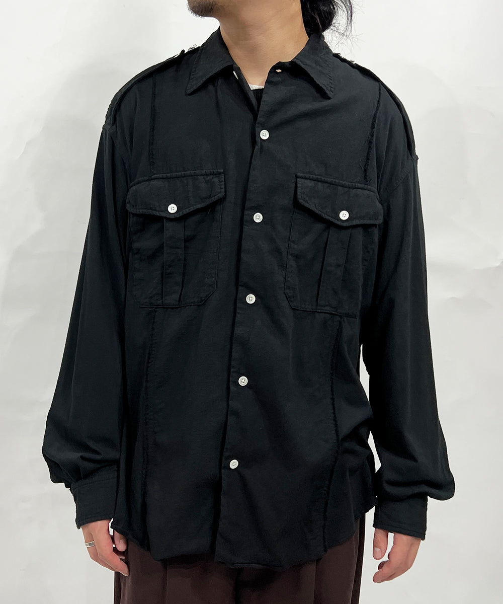 CURRENTAGE - Patchwork Flap Shirt BLACK