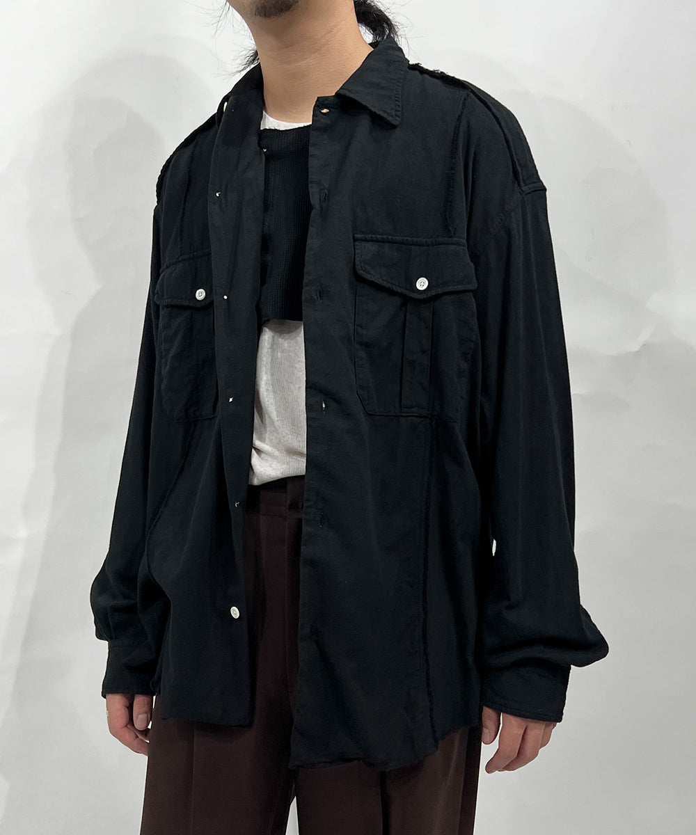 CURRENTAGE - Patchwork Flap Shirt BLACK