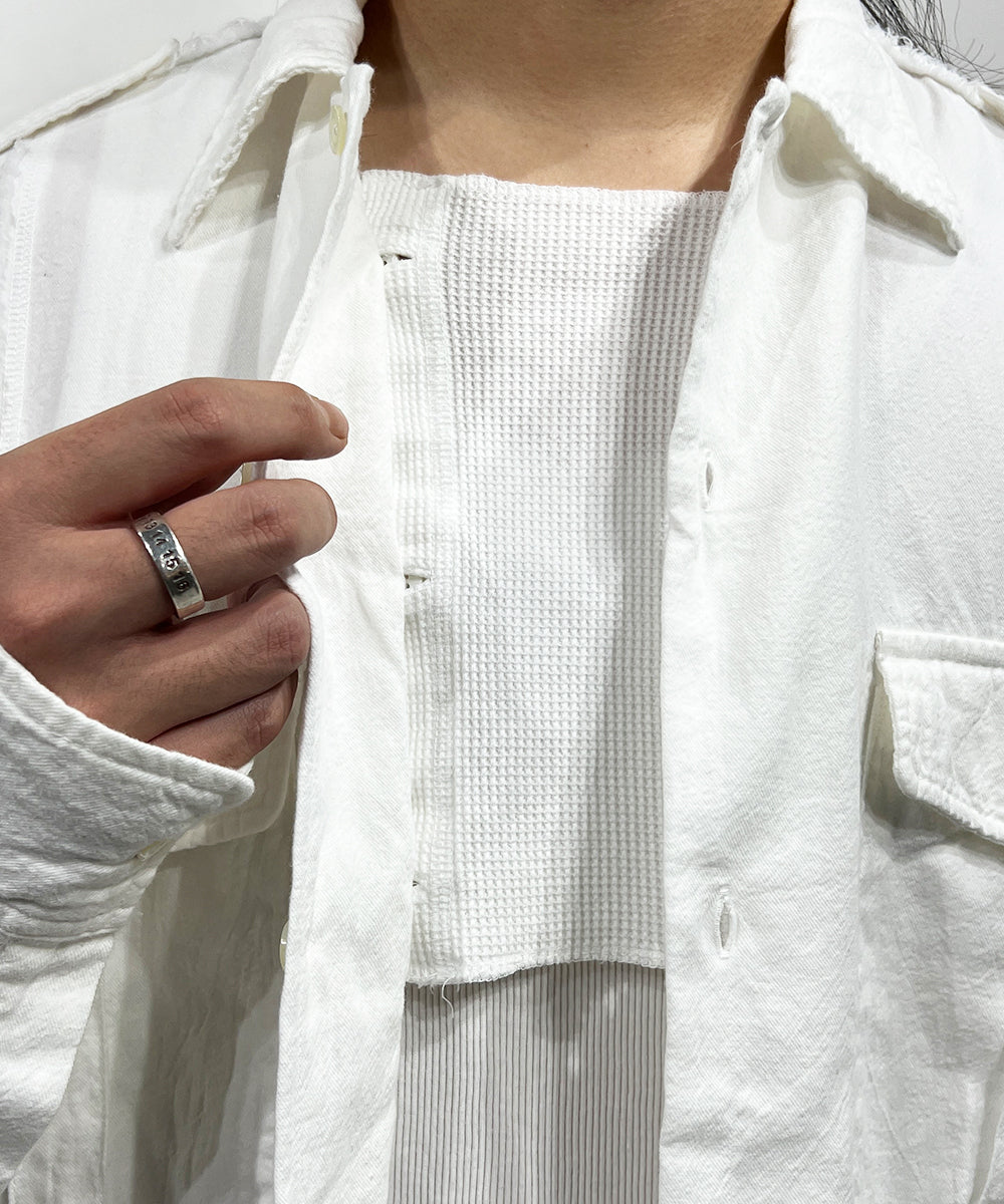 CURRENTAGE - Patchwork Flap Shirt WHITE