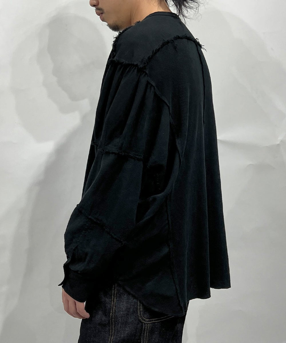 【30%OFF】CURRENTAGE - Patchwork Henry Cut and Sew BLACK - DB&BAR