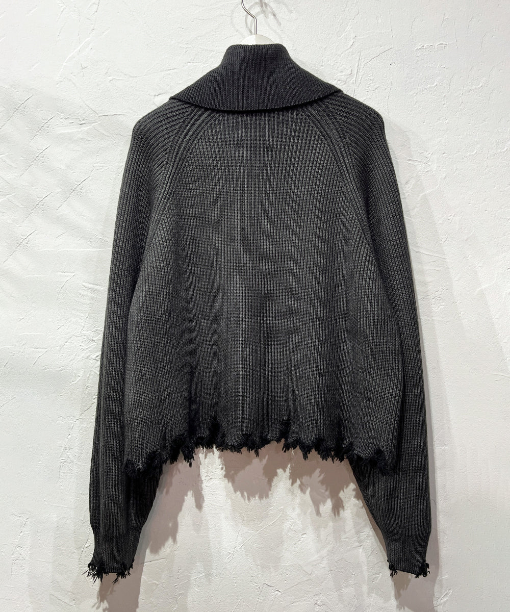 【50%OFF】CURRENTAGE - Zip - Up Knit DARK GRAY - DB&BAR