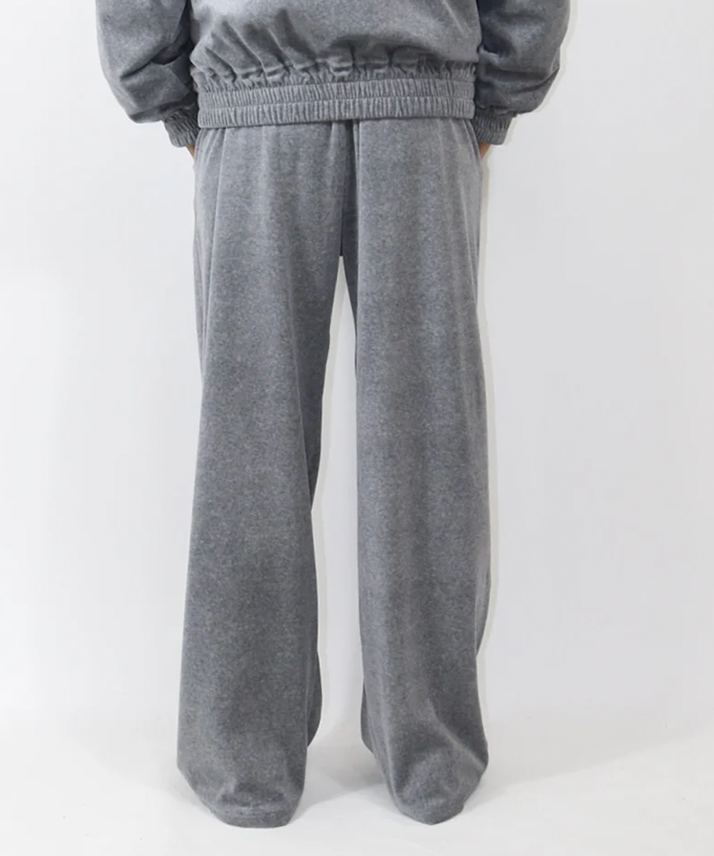 ANDER - VELOUR TUCK PANTS / HEATHER