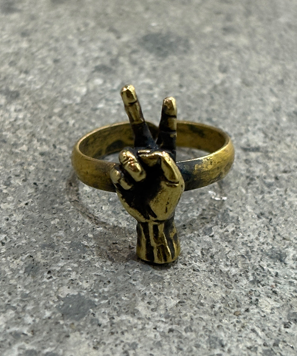 FRAG - BRASS「HAND SIGN PEACE」RING