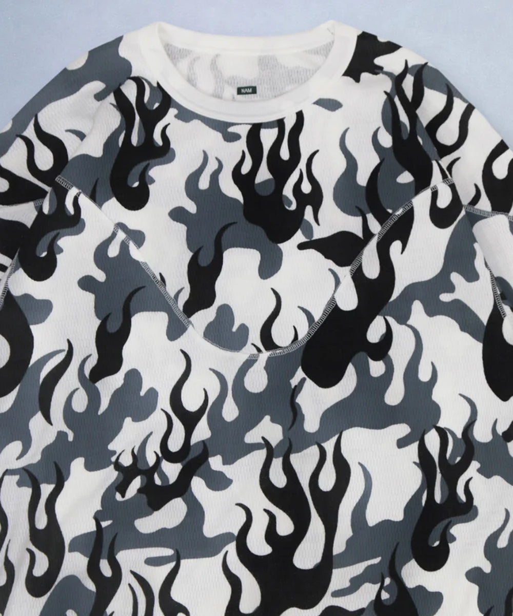 NAM - CREW FIRE CAMO OFF ONLINE STORE PAGE | ナム - クルー ファイア カモ オフホワイト オンライン ストア ページ 商品画像