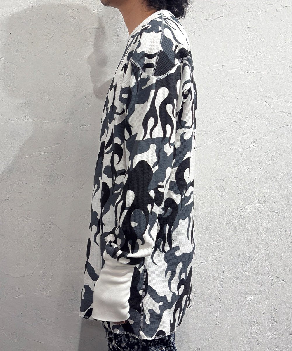 NAM - CREW FIRE CAMO OFF ONLINE STORE PAGE | ナム - クルー ファイア カモ オフホワイト オンライン ストア ページ 商品画像