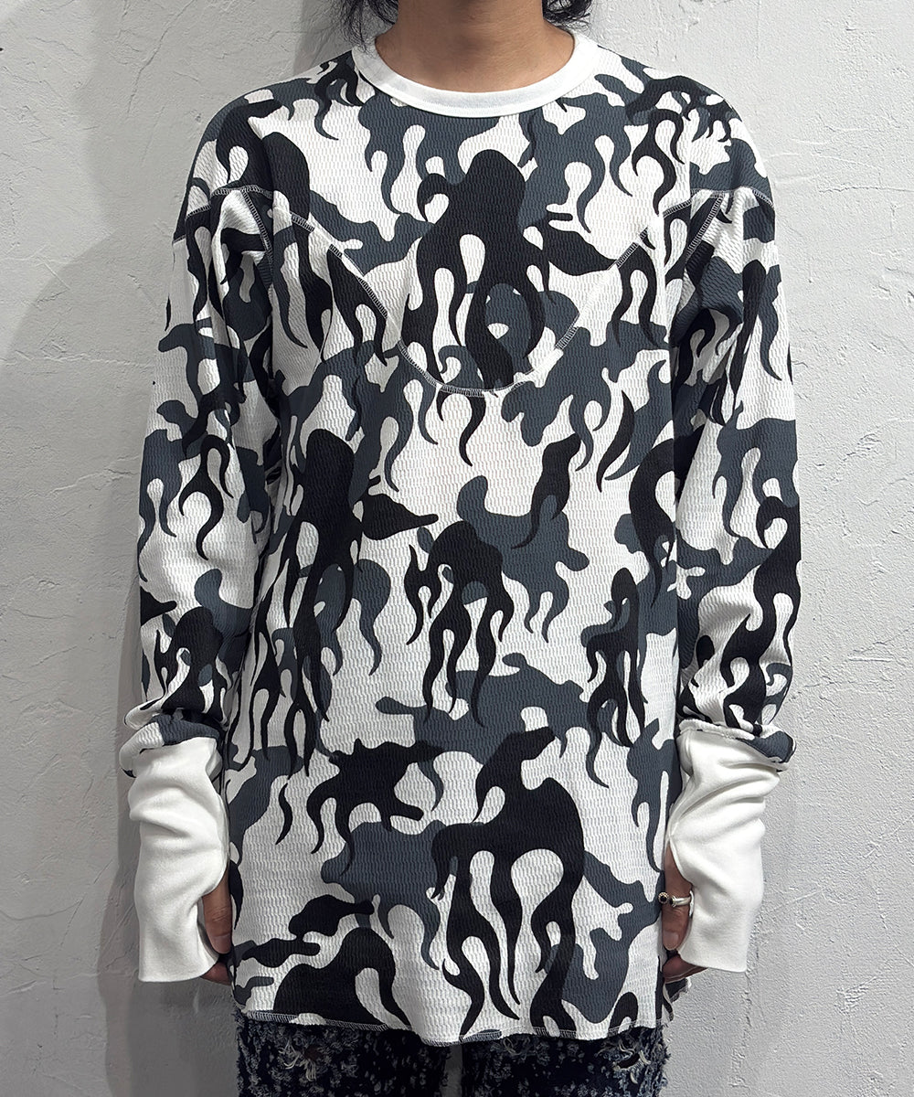 NAM - CREW FIRE CAMO OFF ONLINE STORE PAGE | ナム - クルー ファイア カモ オフホワイト オンライン ストア ページ 商品画像