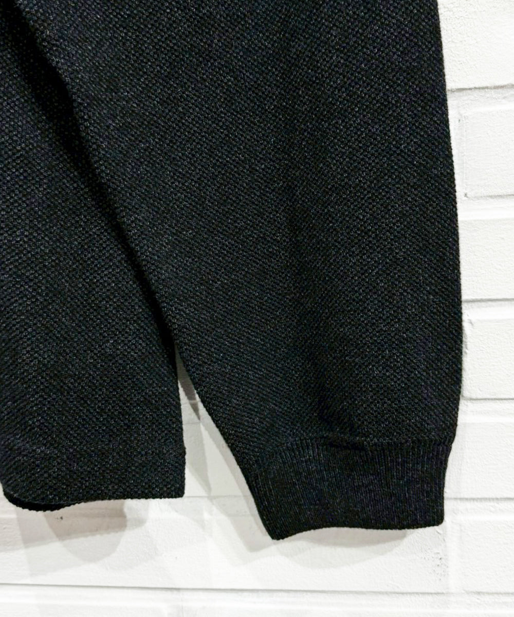 crepuscule - Cotton Rayon Moss Stitch Pull Over / BLACK