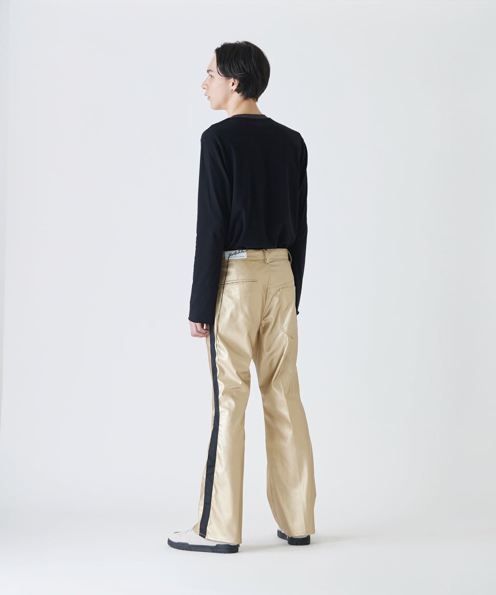 【80%OFF】Faux leather side line flared slim trouser - GOLD - DB&BAR