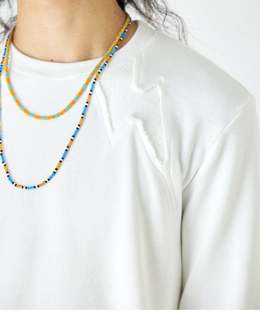 Beads necklace collaboration with Adder - BEIGE×SAX - DIET BUTCHER