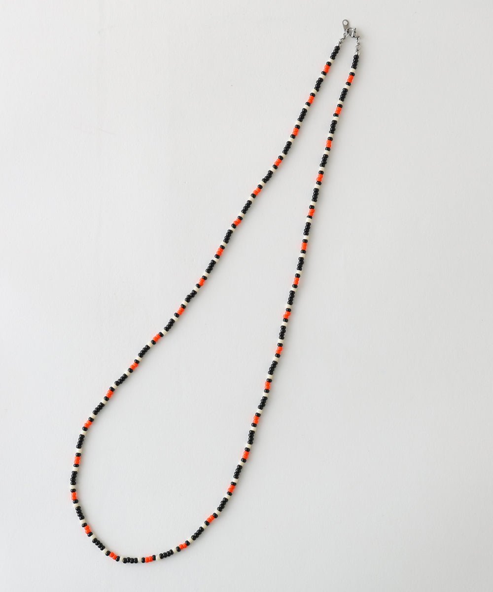Beads necklace collaboration with Adder - BLACK×RED ORANGE - DIET BUTCHER