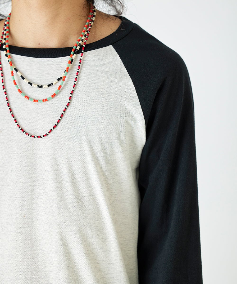 Beads necklace collaboration with Adder - MOSS GREEN×RED ORANGE - DIET BUTCHER