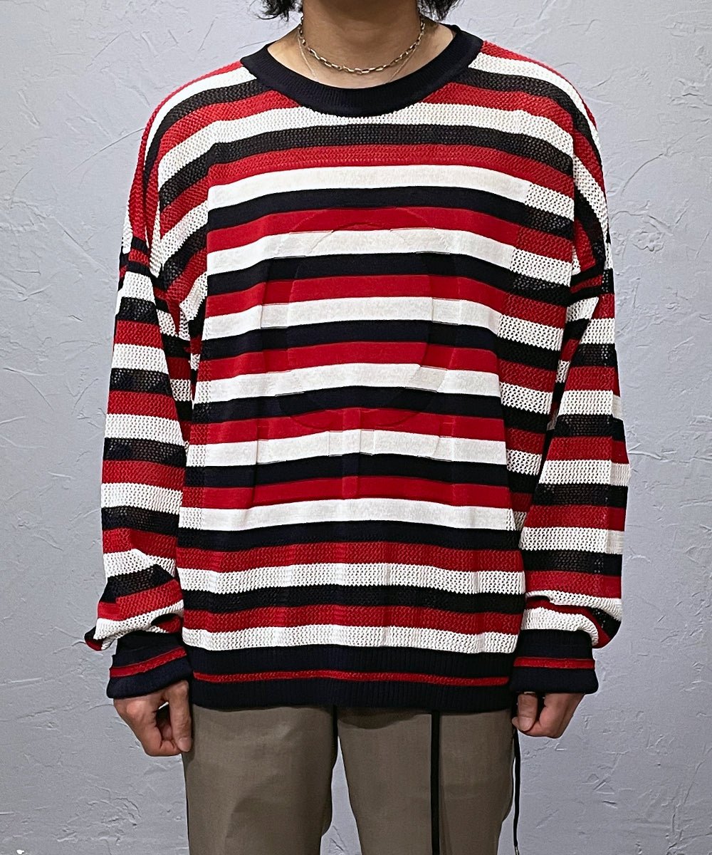 Mesh knit pullover - BLACK×NAVY×BROWN - DIET BUTCHER