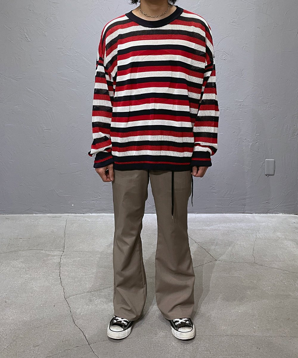 Mesh knit pullover - BLACK×NAVY×BROWN - DIET BUTCHER