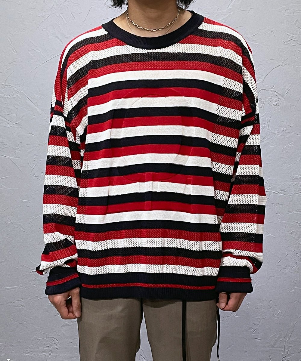 50%OFF】Mesh knit pullover - NAVY×RED×WHITE – DIET BUTCHER