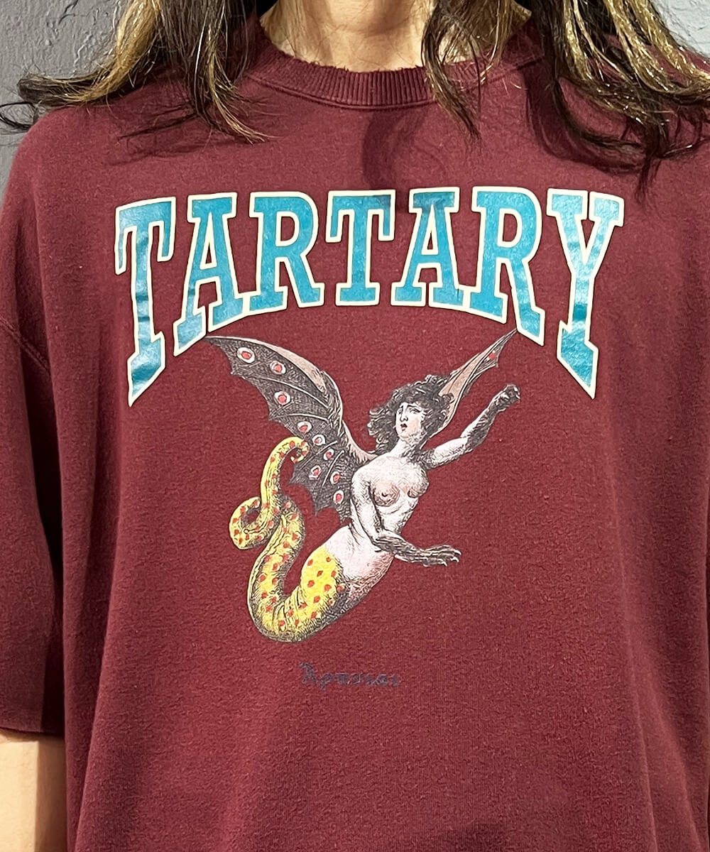 Vintage crew neck half sleeve sweat (HARPY) - BURGUNDY - DIET BUTCHER