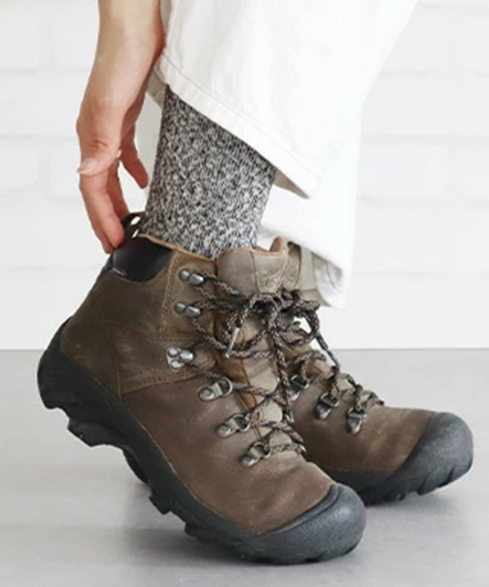 THING FABRICS - CASHMERE CAMP PLIE SOCKS / BLK-OATMEAL