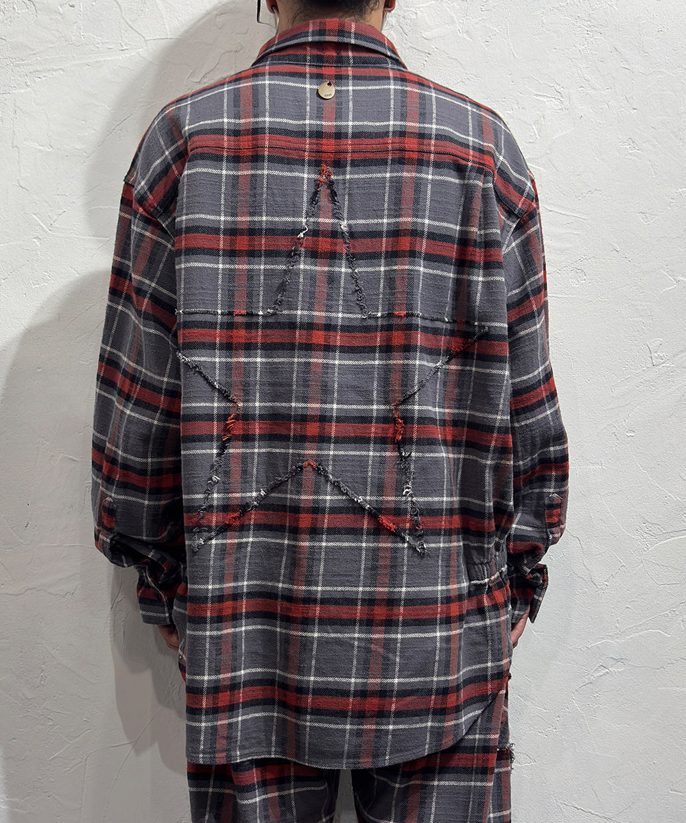 NAM - BELLOWS HEAVY FLANNEL SHIRTS - STAR / GRAY ONLINE STORE PAGE | ナム - ベローズ ヘビー フランネル シャツ - スター / グレー オンライン ストア ページ 商品画像
