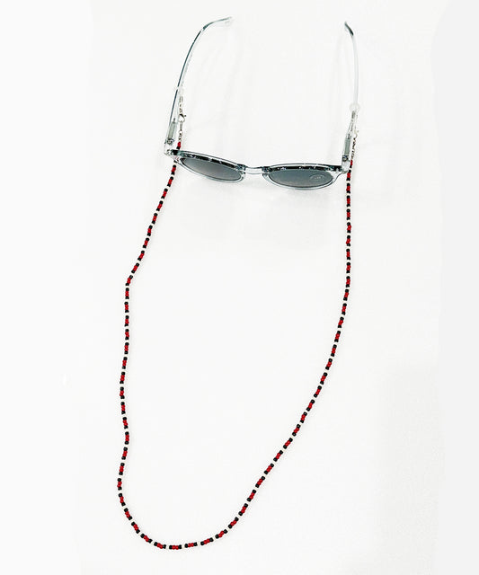 Adder beads necklace & sunglass cord - WINE RED mix