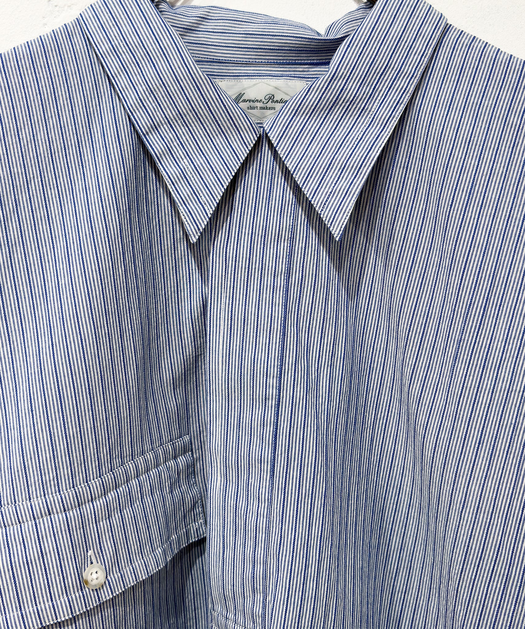 Marvine Pontiak Shirt Makers - Twist Pull Over / BLUE DOBBY STRIPE