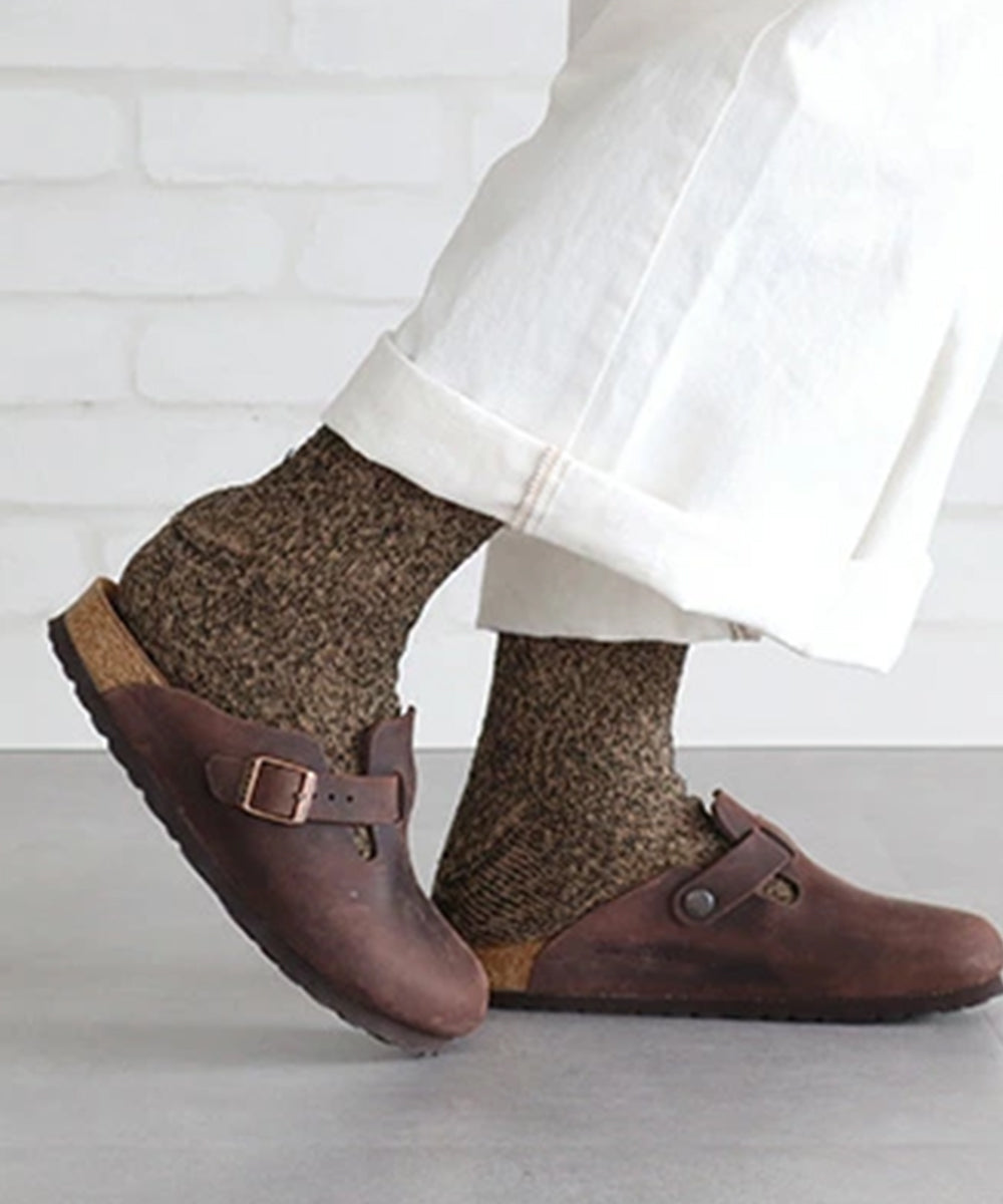 THING FABRICS - CASHMERE CAMP PLIE SOCKS / BLK-CAMEL
