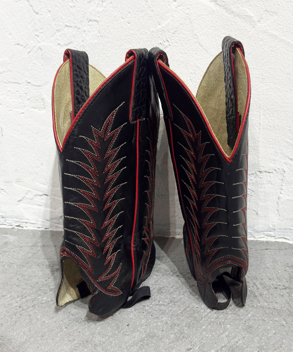VINTAGE - WESTERN BOOTS REMAKE LEG COVER BLACK RED