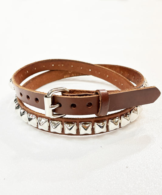 BRACKNEY LEATHER WORKS - 3/4” SMALL PYRAMID 2ROWS BELT / BROWN ONLINE STORE PAGE | ブラックニー レザー ワークス - 3/4インチ ピラミッド 1ロウ ベルト / ブラウン オンライン ストア ページ 商品画像