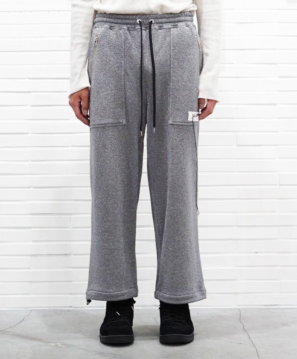 Basic line _ Glitter cropped wide pants - SILVER CHARCOAL