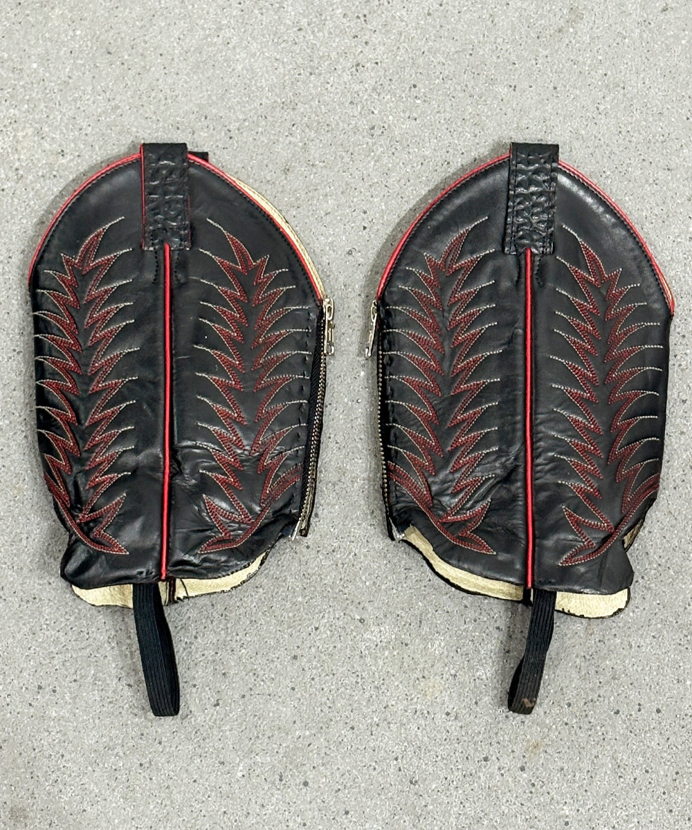 VINTAGE - WESTERN BOOTS REMAKE LEG COVER BLACK RED