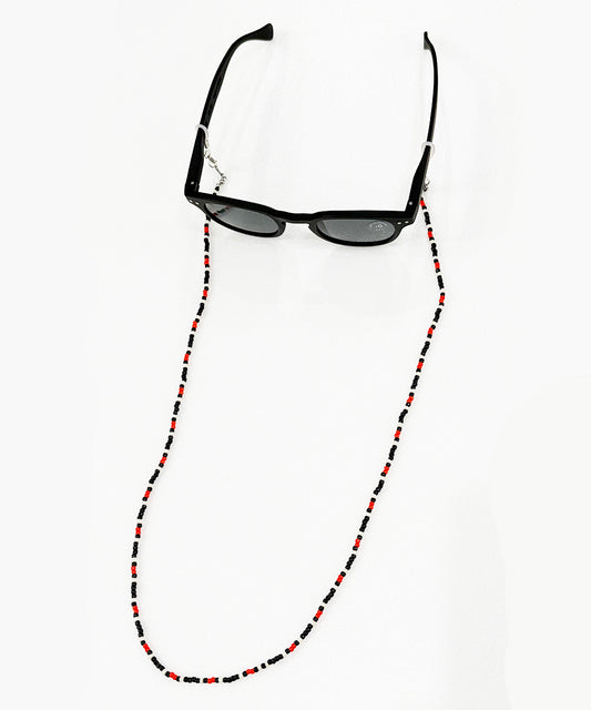 Adder beads necklace & sunglass cord  - BLACK×RED ORANGE