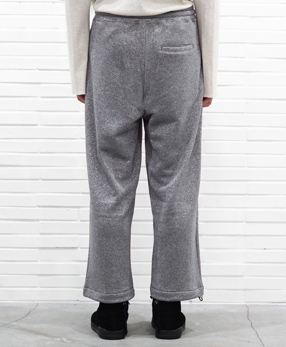 Basic line _ Glitter cropped wide pants - SILVER CHARCOAL