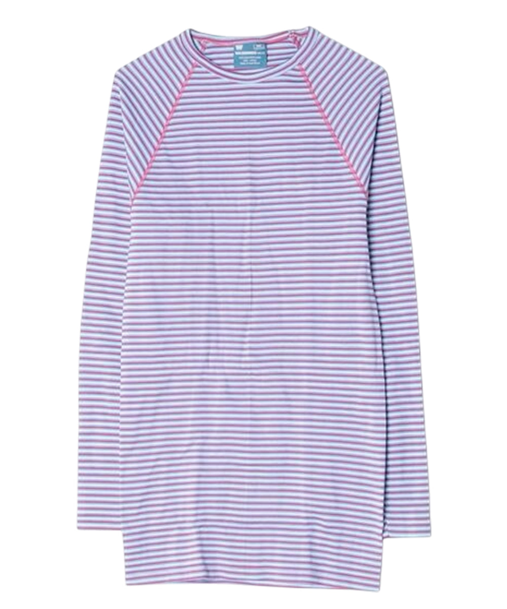 WILDERNESS WEAR - POLYPRO +190 L/S CREW STRIPE / PINK/WHITE/P.BLUE